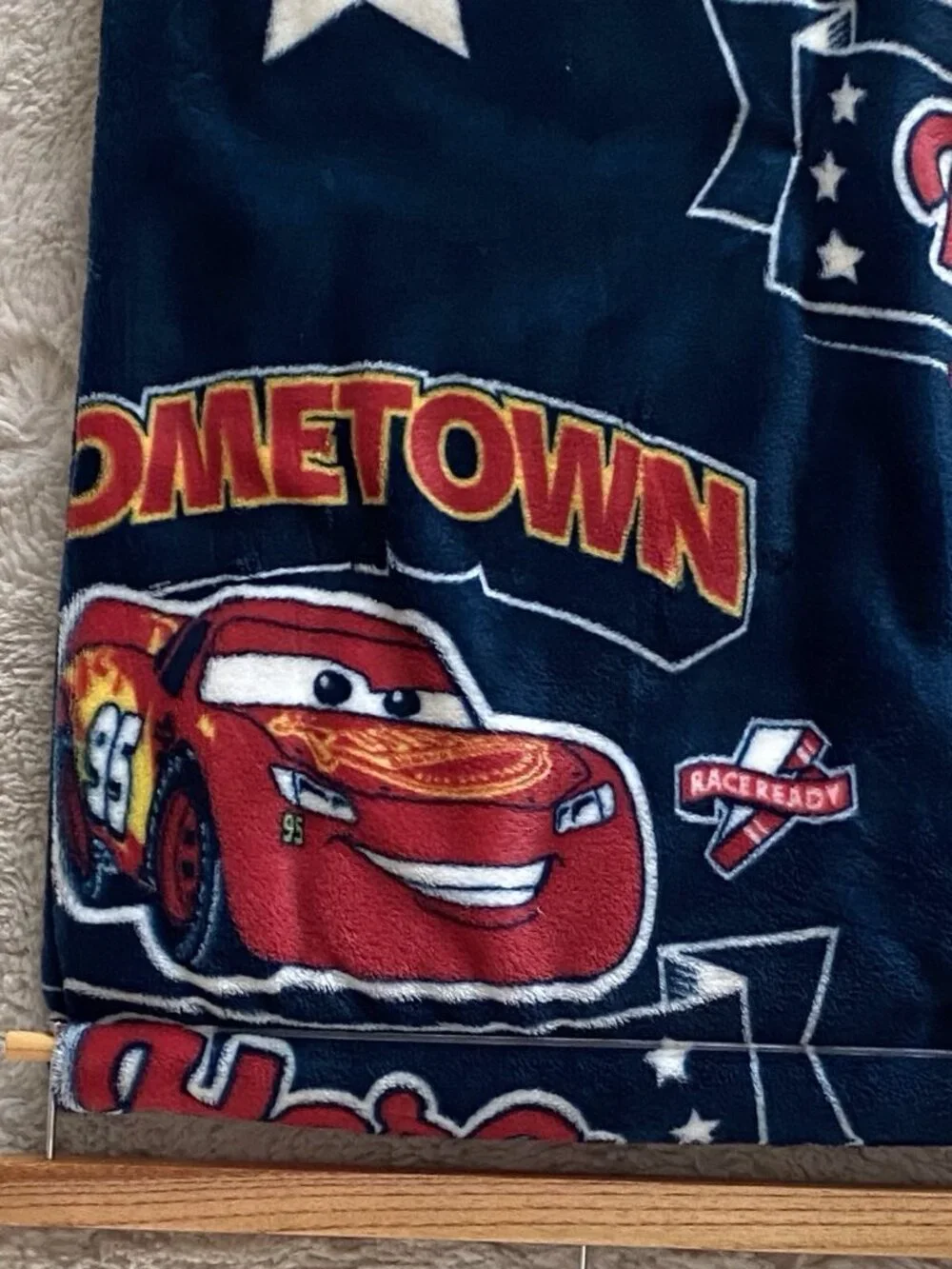 DISNEY Pixar CARS LIGHTNING MCQUEEN 95 Hometown Hero Throw Blanket 50” X 70” NEW